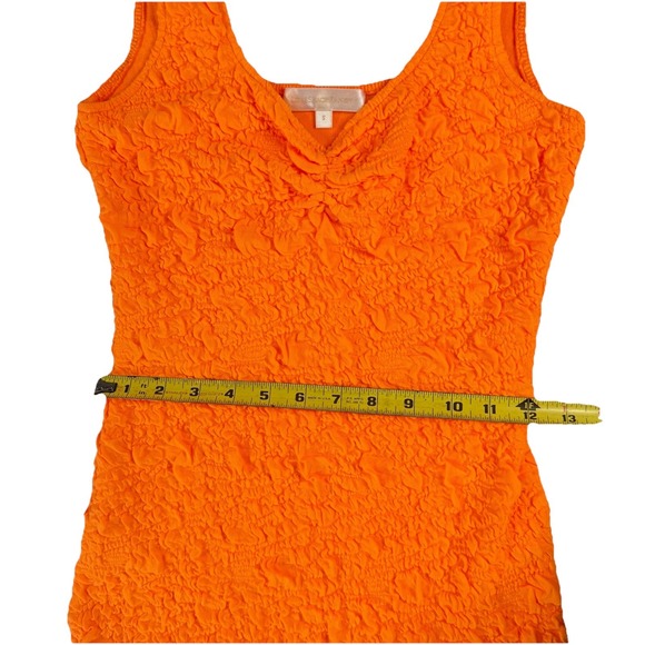 LoveShackFancy Bartlette Dress Small Tangerine Orange Textured Mini Sundress - Picture 9 of 11